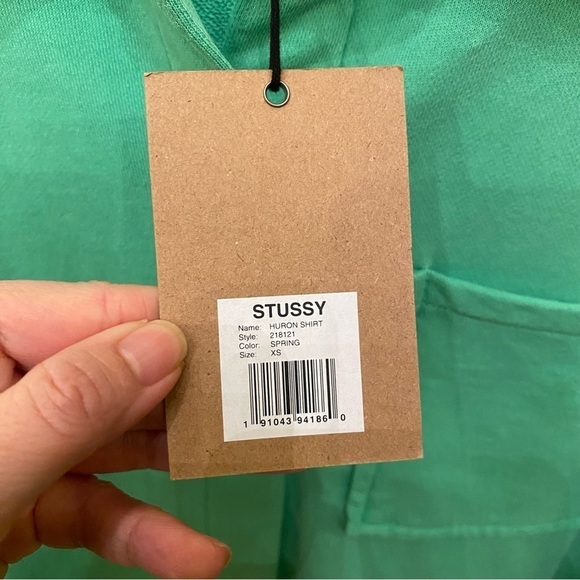 NWT~STUSSY Green Huron Over-Sized Button Shirt Size XS-Unisex - Picture 6 of 8